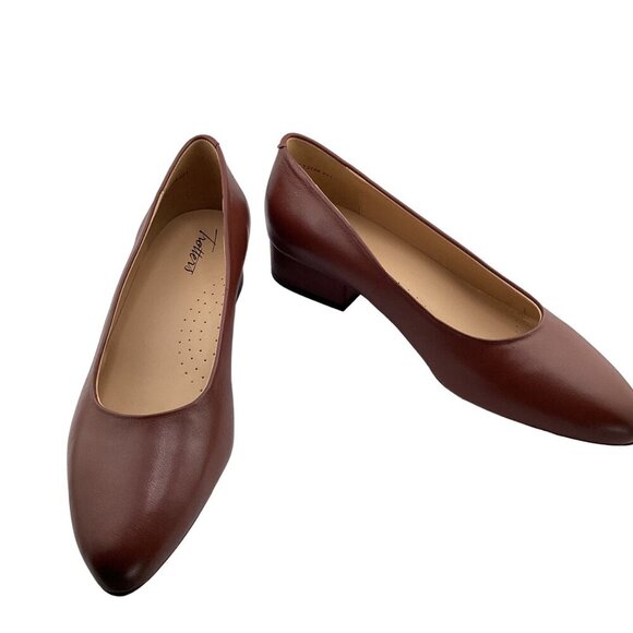 Trotters Womens  Jewel Low‎ Heel Pumps Size 7 N 7N Brown Toffee Leather - Picture 2 of 8